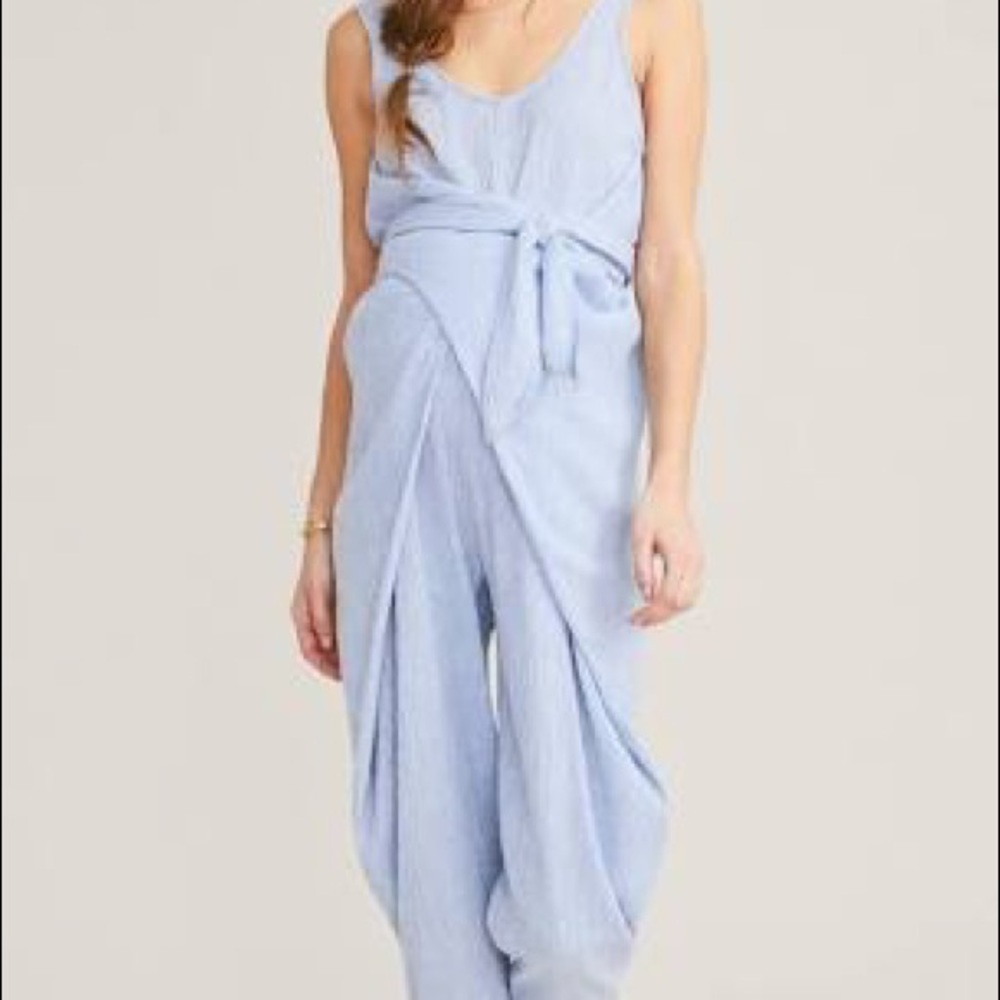 Hatch the wraparound jumpsuit size 0 blue gingham